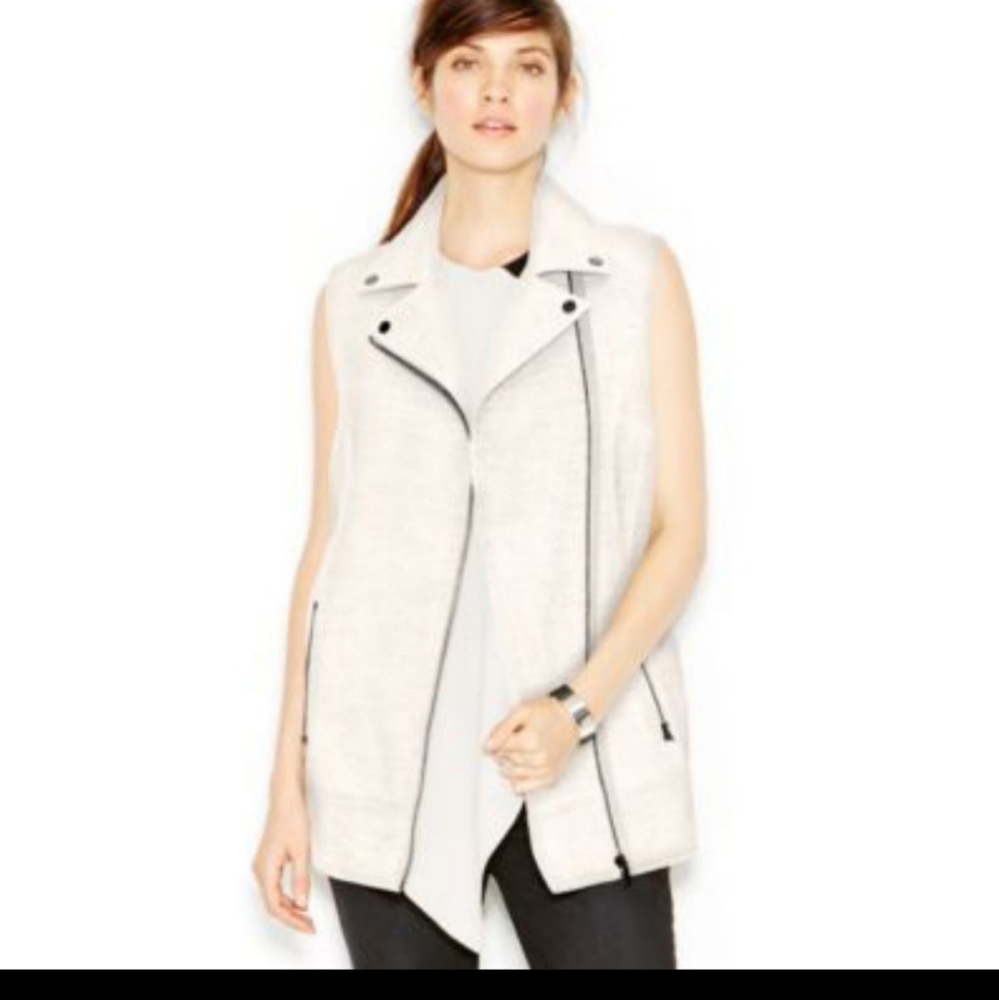 Rachel Roy Sleeveless cream Moto Vest